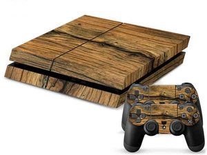 Sony PS4 Playstation 4 Skin Design Aufkleber Schutzfolie Set - Old Wood Motiv - Picture 1 of 2