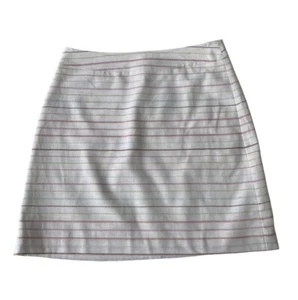 Ann Taylor Loft Linen Blend Cream Metallic Striped A-Line Skirt Zipper 8P NWT - Picture 1 of 3