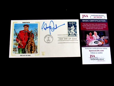 GEORGE STEINBRENNER BABE RUTH YANKEES OWNER SIGNED AUTO VINTAGE RUTH COVER JSA - Image 1 of 3