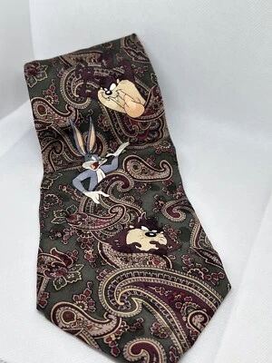 Corbata Looney Tunes Mania Multicolor Dibujos Animados Taz Bugs Bunny Seda Paisley Corbata Foto 1 de 4