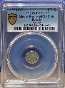 1852 ECUADOR 1/4 REAL 1852 GJ QUITO KM # 36 PCGS XF DETAIL. - Bild 1 von 8