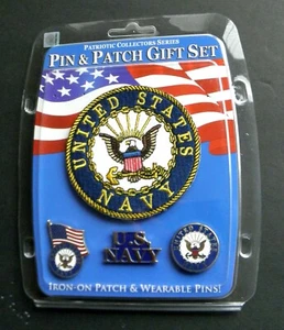 US NAVY USN USA 3 PIN AND 1 PATCH SPECIAL GIFT SET LAPEL PIN BADGE - Picture 1 of 7