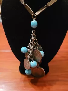 COLLAR DE BORLA CON CUENTAS DE MONEDA MEXICANA DE COLECCIÓN 24" ENVÍO GRATUITO - Imagen 1 de 3