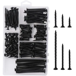 Drywall Screws Assortment Kit 166pcs – Phillips Black Wood Screws, 6 Sizes - Picture 1 of 4