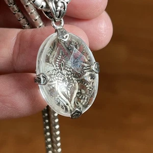 925 Silver Milor Italy 18" Chain with Faceted stone in 925 Intricate Setting - Picture 1 of 11