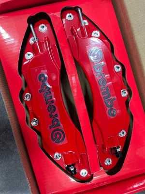 4PCS Red Brembo Style Brake Caliper Covers Full Set Front Rear Universal Car - Image 1 of 4