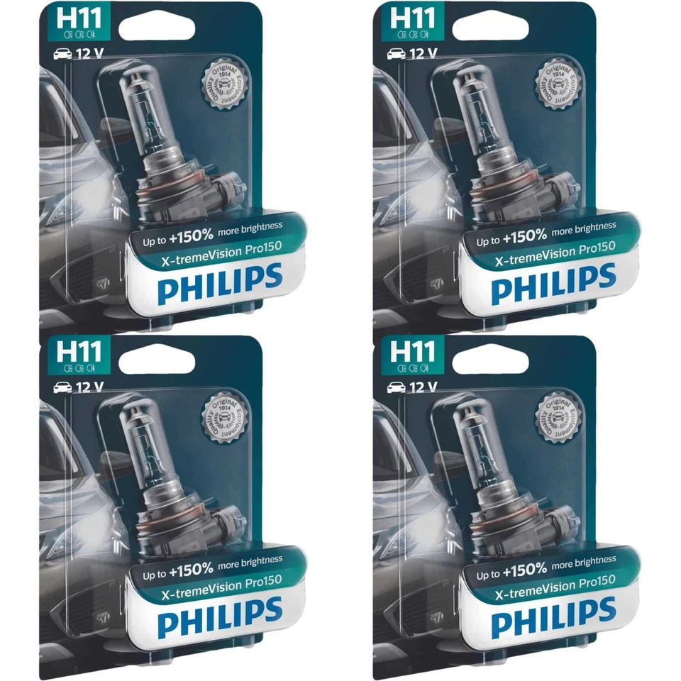 4x Philips X-tremeVision Pro150 H11 Halogen bis zu 150% mehr Licht 55W 12V - Bild 1 von 4