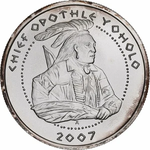 [#1047052] United States, Dollar, Poarch Creek Indians, 2007, Flan mat, Silver,  - Picture 1 of 2
