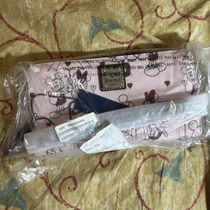 Mickey and Minnie Mouse Valentine Dooney & Bourke Wristlet Wallet - Picture 1 of 3