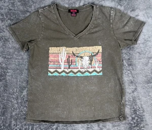T-shirt Rock & Roll Cowgirl Wester scollo a V marrone taglia M - Foto 1 di 6