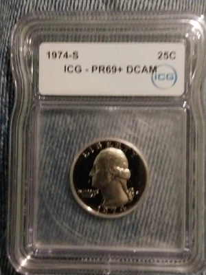 1974-S Proof Washington ICG Graded PR69+ DCAM 25C - Image 1 of 4