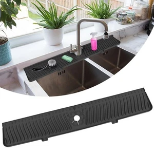 Kitchen Sink Splash Guard, 30" Sink Splash Guard, Faucet Mat, Longer Silicone... - Picture 1 of 8