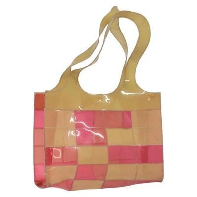 CHANEL Choco Bar Tote Bag Vinyl Beige CC Auth bs27420 - Image 1 of 4