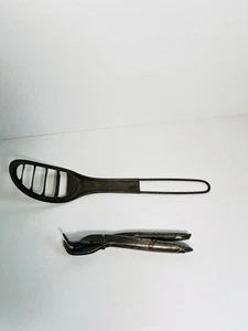 ANTIQUE RUMFORD CAKE MIXER CREAM WHIP SLOTTED KITCHEN SPOON & HOT PANLIFTER - Picture 1 of 8