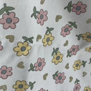1985 Precious Moments Cotton Blend Fabric 2 Yds 46" Spectrix Flower Hearts VTG - Picture 1 of 11
