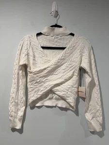 NEW Superdown Sweater Womens Small Cable Knit Long Sleeve Criss Cross Cropped - Bild 1 von 6