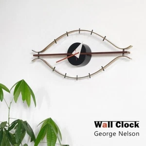 George Nelson Eye Clock wall clock Reproduct Modern Analog Wall W76cm H33cm - Picture 1 of 11