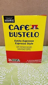 CAFE BUSTELO ESPRESSO STYLE 24 KEURIG K-CUP PODS exp 3/2022 NEW - Picture 1 of 3