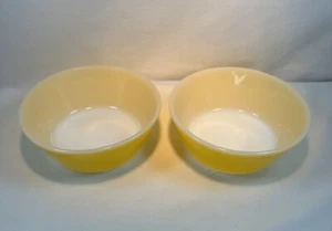 Set Of 2 Fire King Anchor Hocking Bright Yellow 5” Small Bowls - Picture 1 of 13