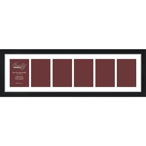Craig Frames 9x32 cornice nera, tappetino collage bianco, 6 aperture 5x7, tappetino 1 - Foto 1 di 3