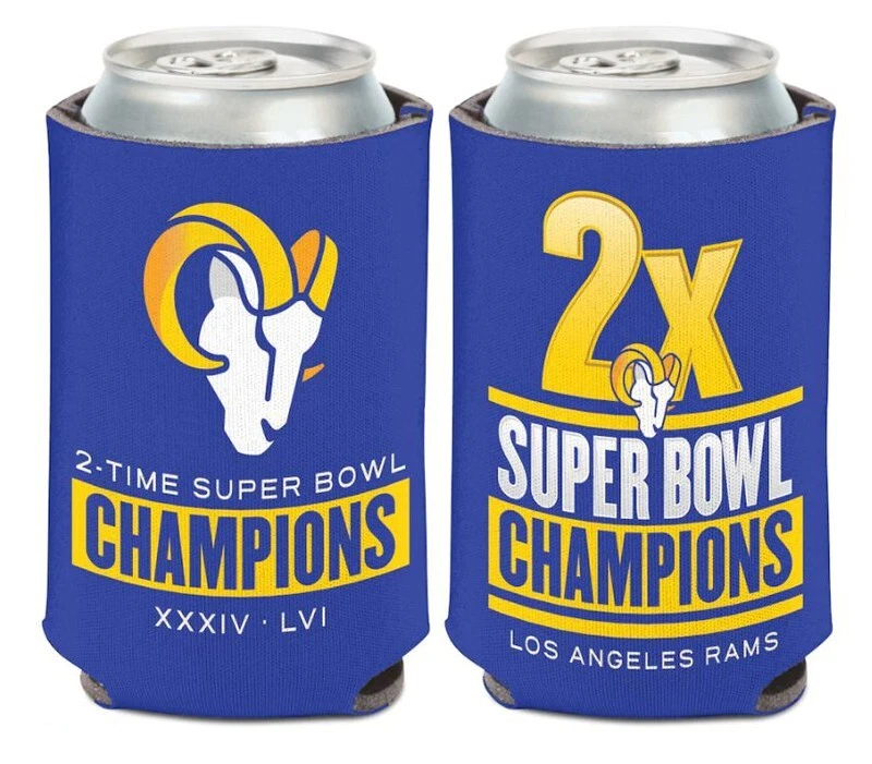 Los Angeles Rams 2022 2x NFL Super Bowl Champions lata de bebidas enfriador Koozie Foto 1 de 1
