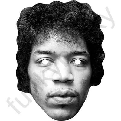 FUNKYBUNKY Jimi Hendrix Retro Celebrity Card Face Mask - Ready To Wear - Fancy Dress