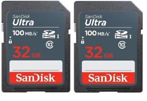 SanDisk 32GB C10 SD Ultra Memory Card (2 Pack) for Cannon Nikon Kodak & Sony