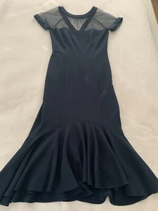 MAGGY LONDON NAVY BLUE Long Dress With Mesh Bodice - Size 6 - NEW - Picture 1 of 3