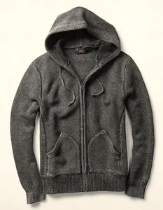 RRL Ralph Lauren Heavy Knit Cotton Sweater Full-Zip Hoodie-MEN-L-RARE - Picture 1 of 2