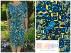 Lularoe Julia T Shirt Pencil Sheath Dress Blue Paisley Geometric Nwt M ????