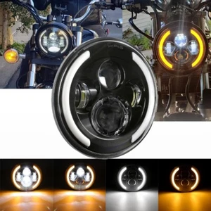 7" LED Headlight W/ DRL Turn Signals Angel Eye For Harley Davidson Street Glide - Picture 1 of 12