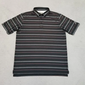 Straight Down Polo Shirt Mens Large Black Striped Golf Short Sleeve Performance - Picture 1 of 17