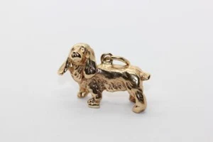 VINTAGE 14K 3D SPANIEL DOG PUPPY CHARM PENDANT SOLID 14KARAT - Picture 1 of 6