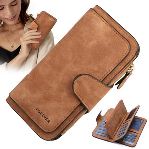 Women Long Leather Thin Wallet Soft Purse Multi ID Credit Card Holder Handbag - Picture 1 of 7