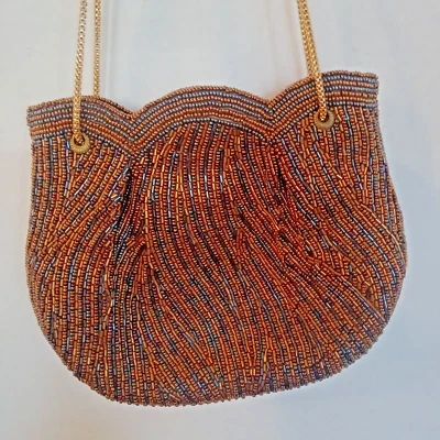 Vintage Walborg 1950s Beaded Evening Bag with Gold Chain Satin Interior - Image 1 of 4