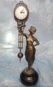 Great charming bronze statue of Belle swing machine clock/1 - Picture 1 of 8