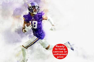 Justin Jefferson Aquarell, Minnesota Vikings Wandkunst, Minnesota Vikings - Bild 1 von 8