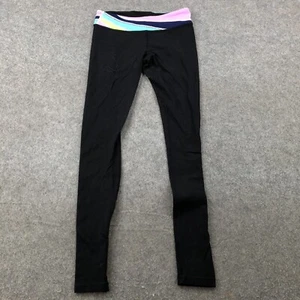 Ivivva Leggings Girls 12 Black Pink Blue Stretch Gym Workout Casual Outdoors - Picture 1 of 9