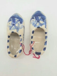 "ZAPATOS DE ZUECO DE PORCELANA HOLANDESA AZUL DELFT DE COLECCIÓN 2,5" - Imagen 1 de 5