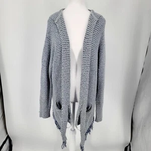 Free People Love Me Tender Cardigan Maglione Blu con Cappuccio Frange Taglia Media - Foto 1 di 7