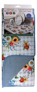 FLOWER MARKET Microfiber Countertop Dish Drying Mat, Machine Washable by Kay Dee - Picture 1 of 2