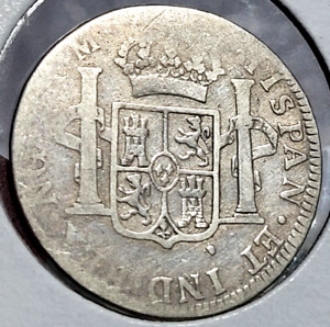 1793 NG-M (GUATEMALA) 2 REALES (SILVER) CAROLUS IIII---COLONIE -- VERY SCARCE--