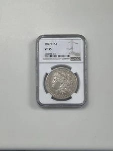 Moneda de plata de Estados Unidos 1897 O Morgan Dollar con certificación NGC en estado bastante bueno 35 bola baja fecha clave - Imagen 1 de 4