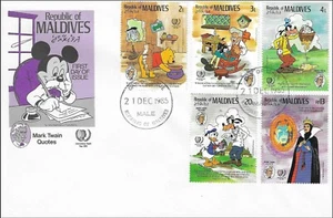 Dibujos animados de Disney Winnie The Pooh Geppetto Evil Queen Goofy Maldives FDC 1985 - Imagen 1 de 1