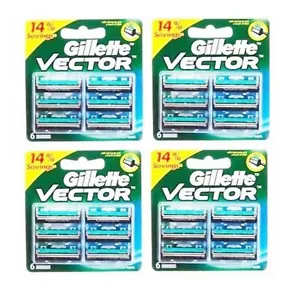 Gillette Vector Cartridges 24 Blades Blade Fits Contour Atra Plus Refil Fre Ship - Picture 1 of 5