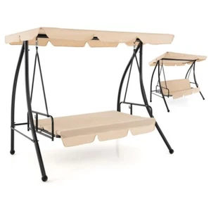 2-Seat Outdoor Convertible Swing Chair Hammock With Flat Bed & Adjustable Canopy - Picture 1 of 10