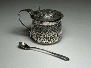 Harry Atkins Sterling Silver Mustard Pot And Birks Spoon - Picture 1 of 10