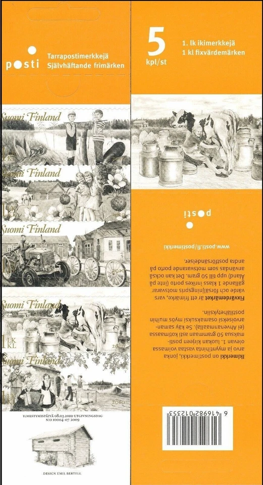 Romantic Old Country Farmers Cow Milk Tractor Finland Mint MNH Booklet 2010 - Image 1 of 1