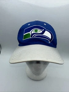 De colección Años 90 NFL Seattle Seahawks Cúpula Negra Logo Liso Snapback Sombrero - Imagen 1 de 5