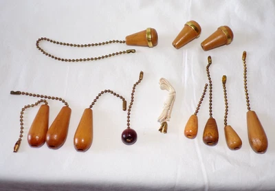 Лот деревянная бусина потолочный вентилятор выключатель света лампа удлинитель цепи тянет ткань металл - Изображение 1 из 3